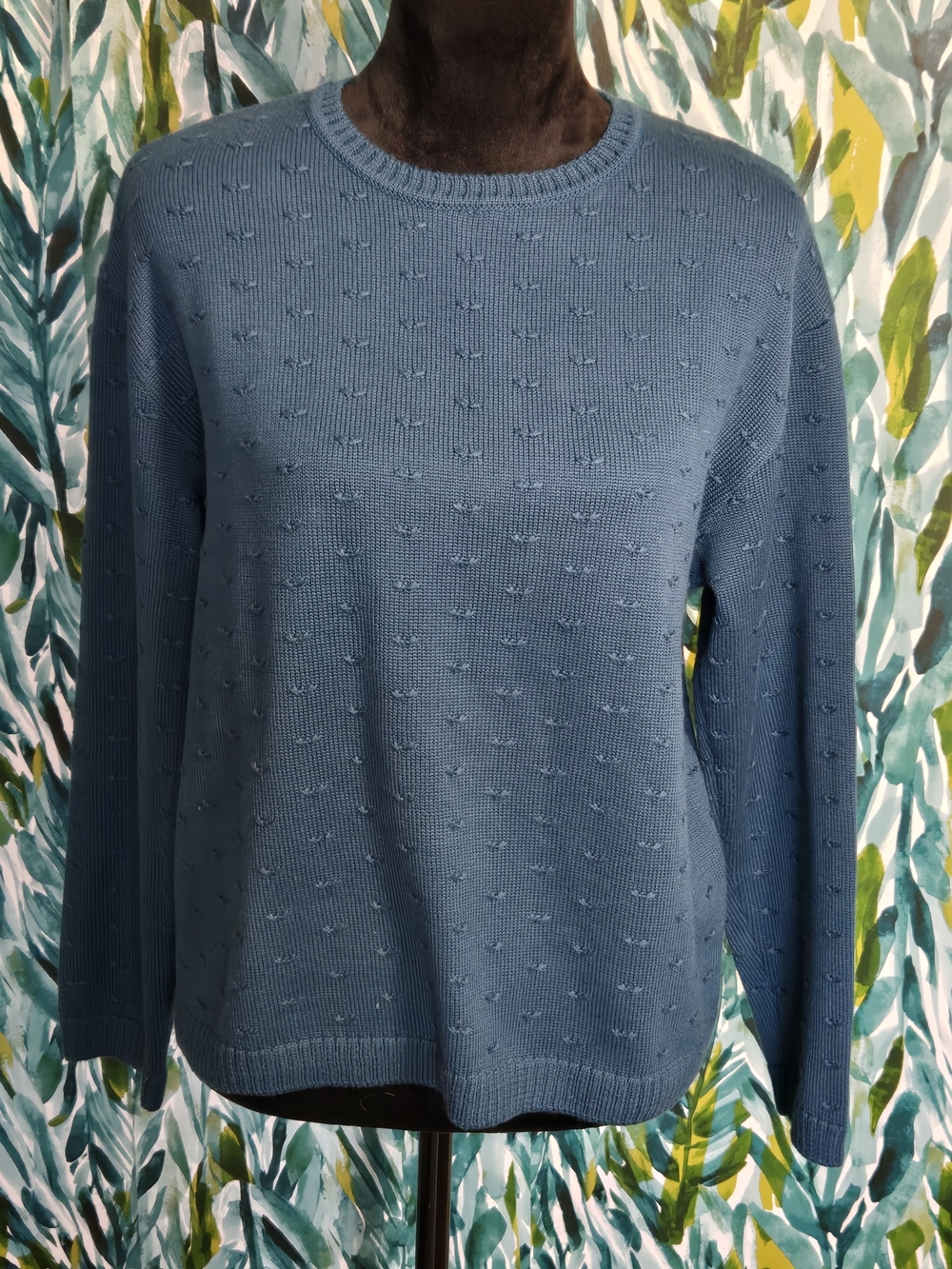 Vintage St. John Sport knit sweater in a slate blue hue